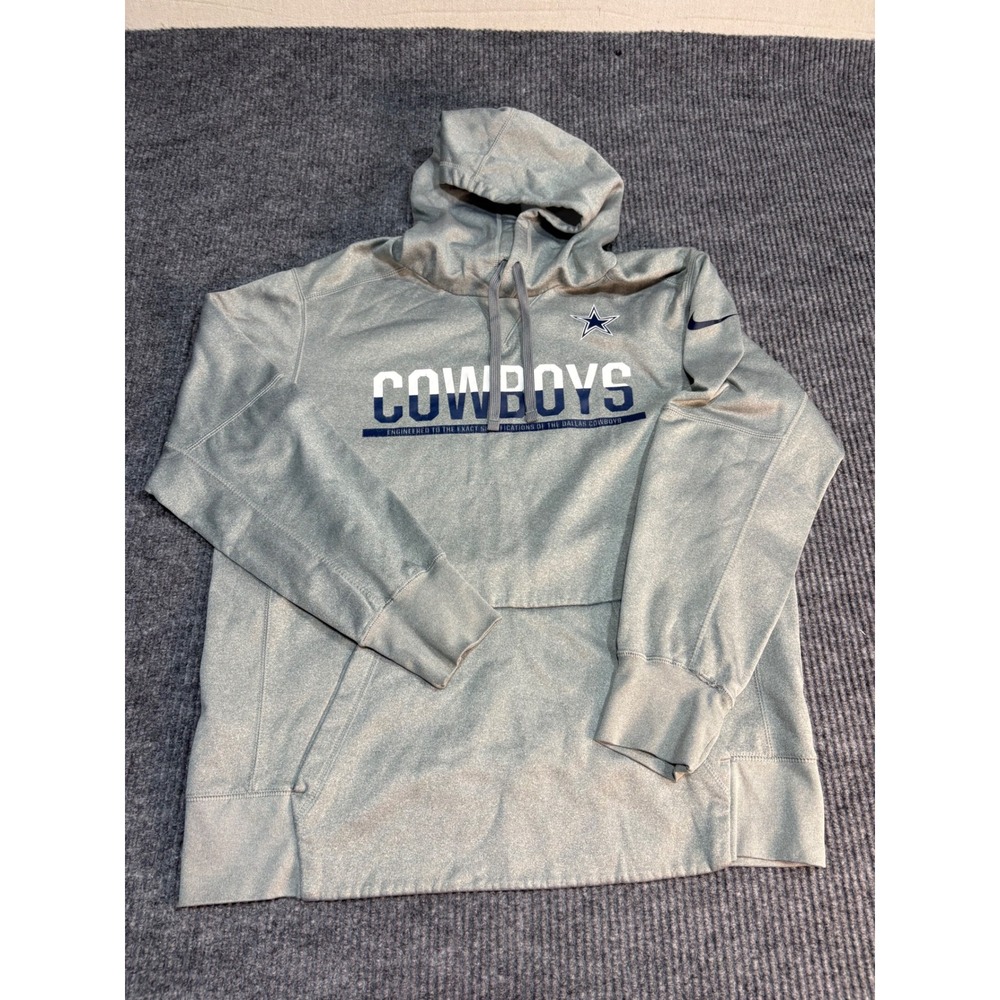 Nike Therma-FIT Dallas Cowboys Hoodie Mens Large Gray NFL Sweatshirt Pullover - Picture 1 of 8